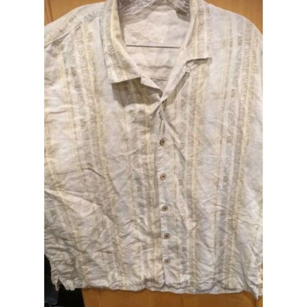 Tommy Bahama 70% Silk Shirt 30% Linen Size XL Floral Short Sleeve